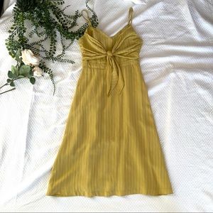 Lush Midi Tie Dress Yellow Stripe Sleeveless